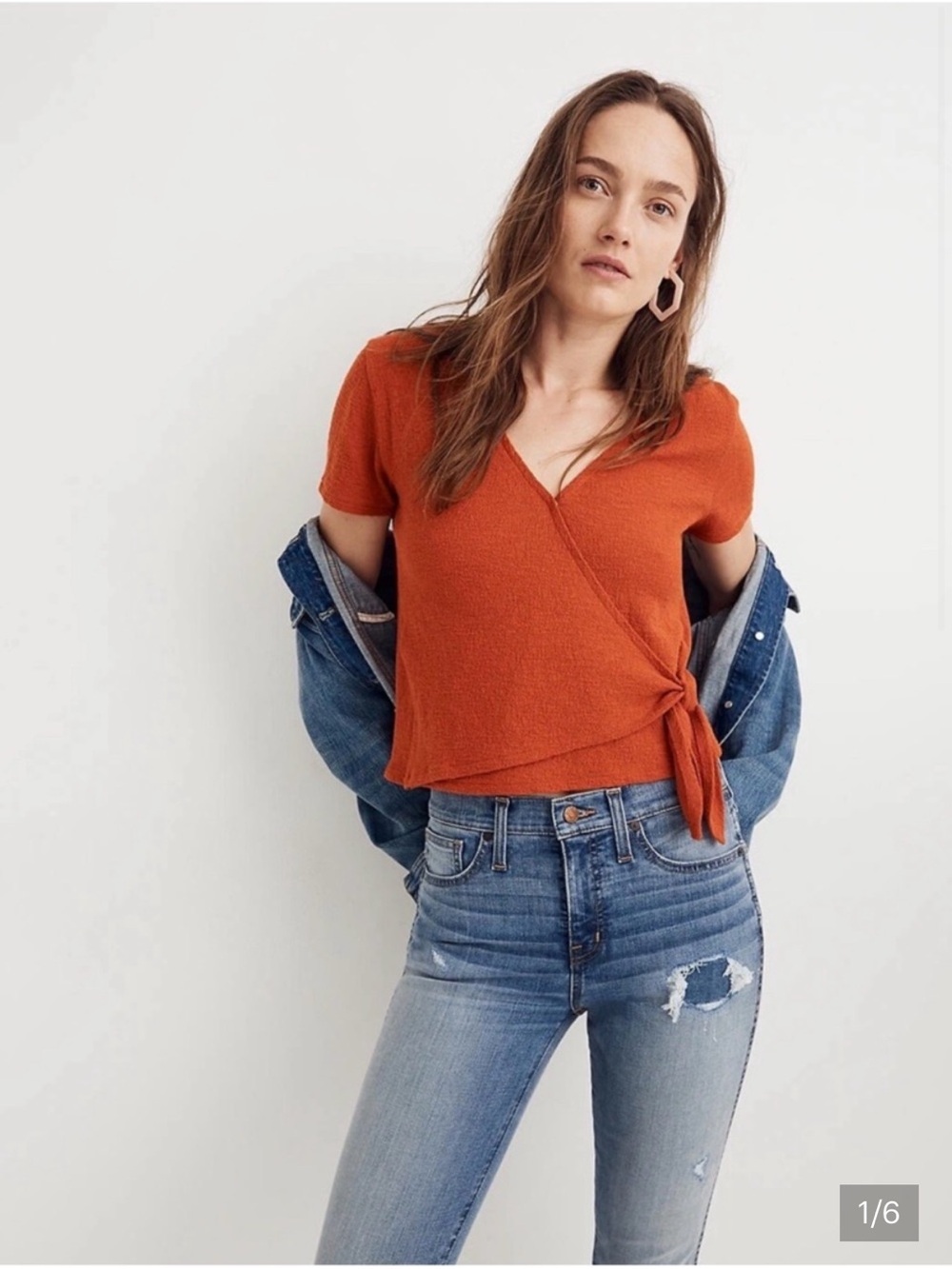 Madewell | Texture & Thread Wrap Top in Rust Orange